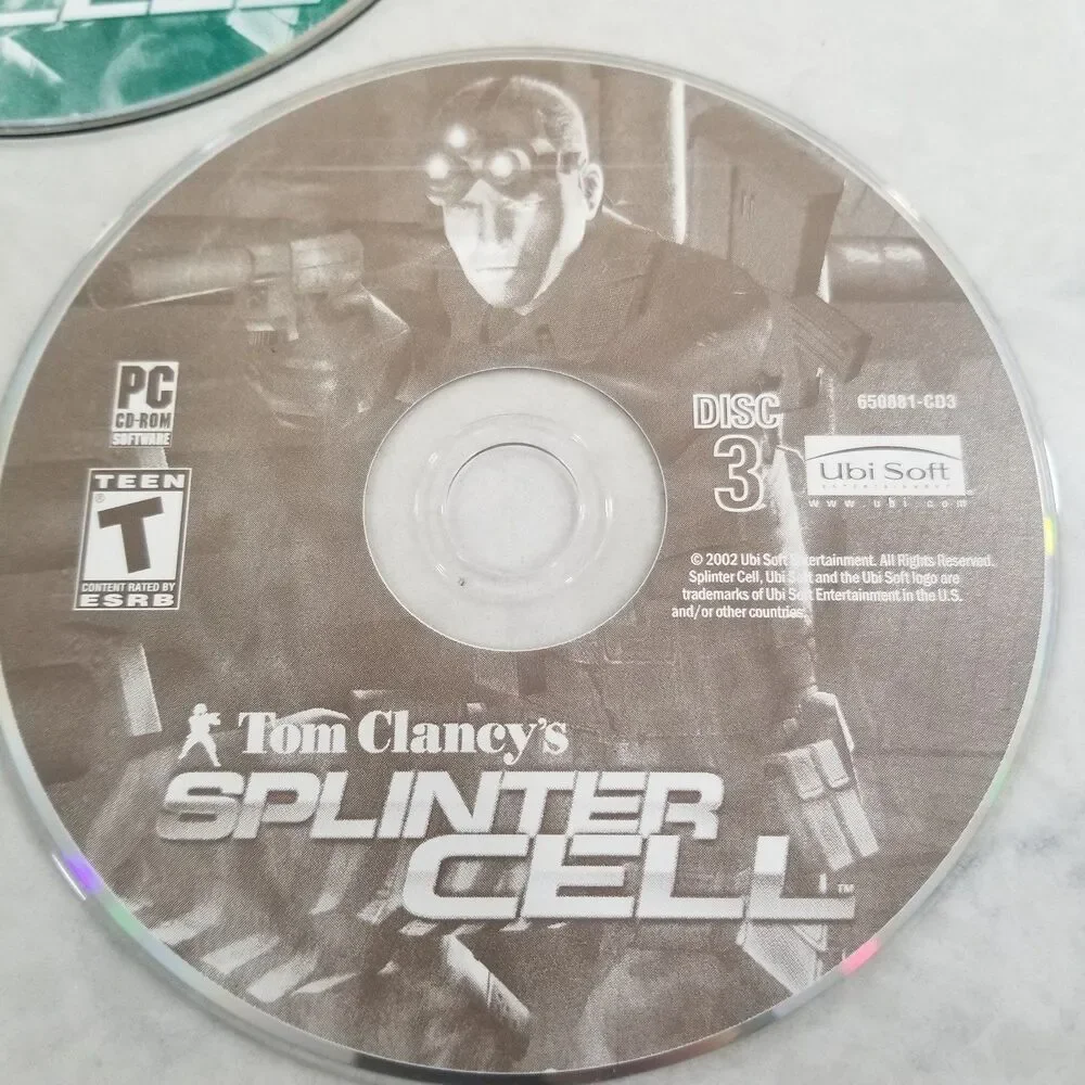 Tom Clancy's Splinter Cell 2002 UbiSoft 3-CD Set pc game disc's only